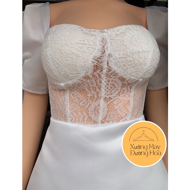 Váy tacta phối ren tay bồng 2 màu siêu xinh