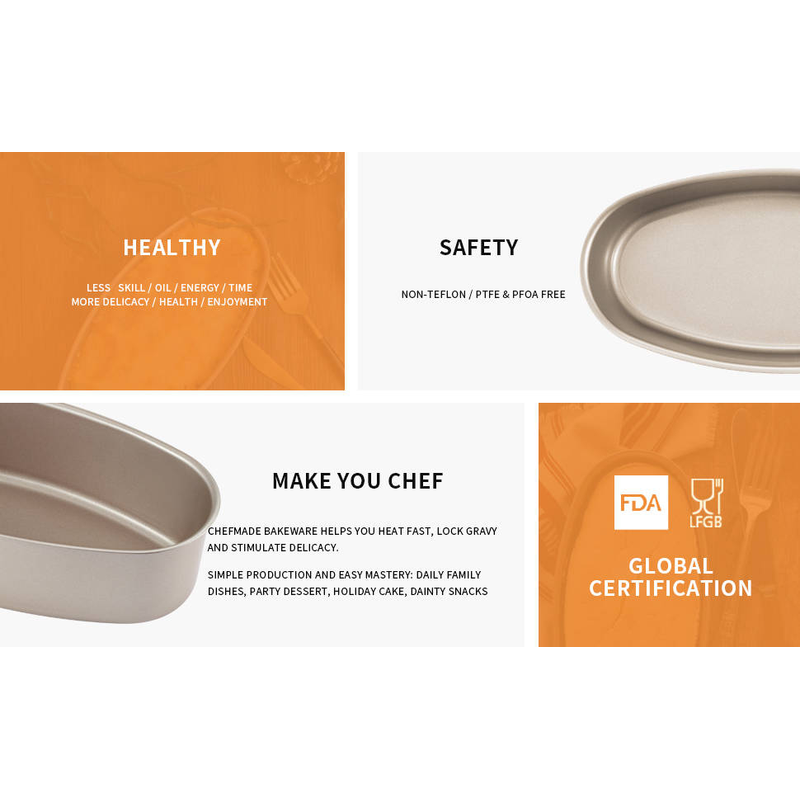 Khuôn làm bánh phô mai CHEFMADE khuôn làm bánh mì chảo nướng chống dính đồ làm bánh  bánh mì hoa cúc pháp khuôn oval WK9062