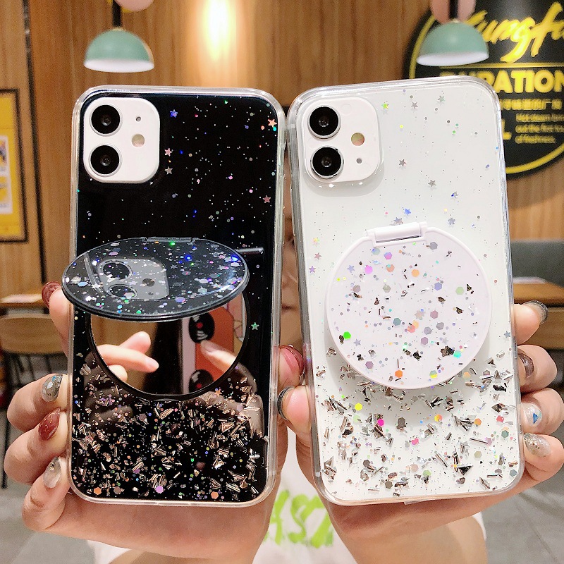 ốp điện thoại Tráng Gương Có Giá Đỡ Tiện Dụng Cho Oppo A12 A31 A52 A92 A93 A33 A53 A15 A15S A5 A9 2020