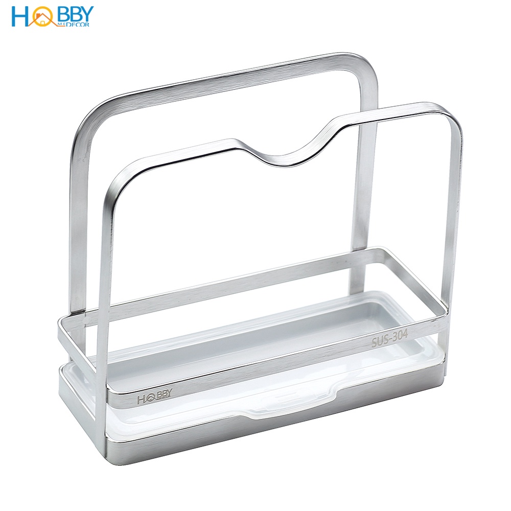 Kệ để nắp vung nồi thớt cho ráo nước khi nấu HOBBY TT06 - Inox 304 kèm khay nhựa hứng nước