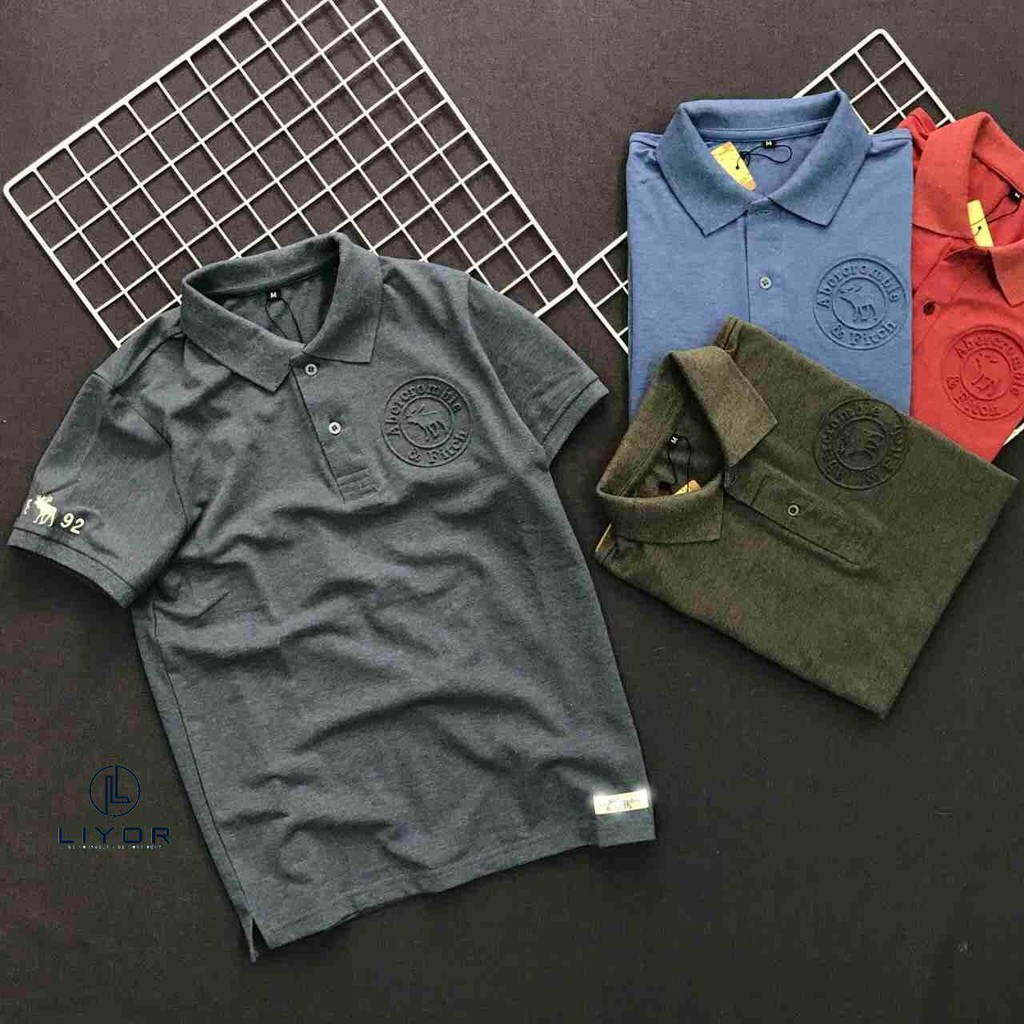 Áo thun nam, áo phông nam (HỖ TRỢ ĐỔI SIZE) cổ bẻ trung niên cao cấp in dập nổi hình đơn giản - Liyor
