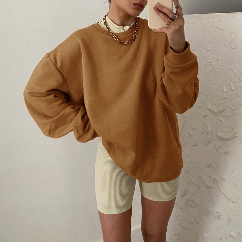 Áo sweatshirt nữ ZANZEA màu trơn cổ tròn tay dài thời trang đường phố Vintage kiểu Mỹ | BigBuy360 - bigbuy360.vn