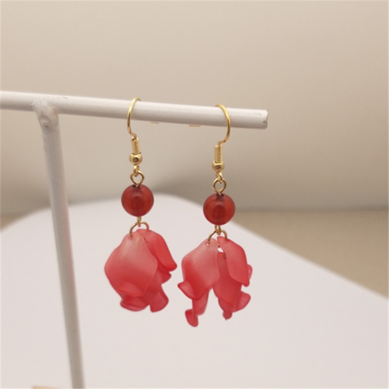 Khuyên Tai Tua Rua Hình Hoa Bằng Nhựa Acrylic Phong Cách Hàn Quốc Cho Nữ