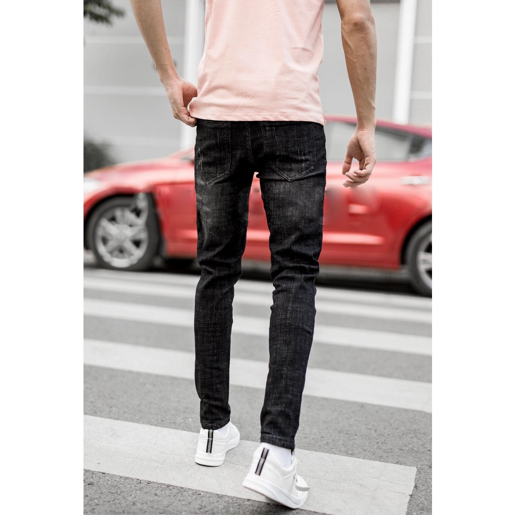 Quần Jeans Đen Kiểu Dáng Cào Nhẹ Dáng Vừa Chất Vải Bò Mịn Đẹp Thời Trang Hàn Quốc