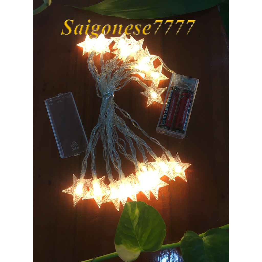 Combo Khung Hình Lưới Sắt+ Đèn Led Xài Pin Dài 3M 20 Bóng Đèn Ngôi Sao Kẹp Hình Nghệ Thuật Trang Trí Decor Nhà