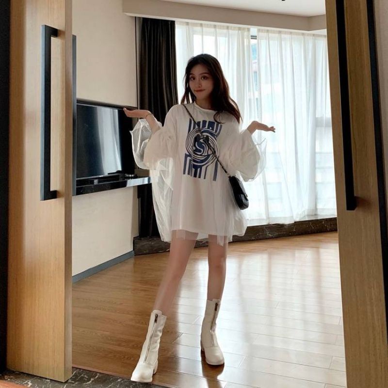 Đầm thun tay lỡ dáng rộng cỡ lớn thiết kế trẻ trung cho nữ