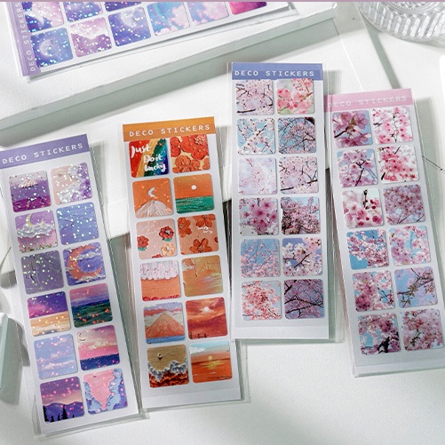 Miếng Dán PVC Màu Laser Lấp Lánh Họa Tiết Hoạt Hình Dễ Thương Chống Thấm Nước Trang Trí Nhật Ký