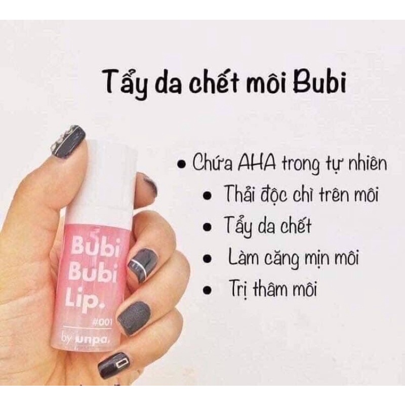 Tẩy Tế Bào Chết Môi Sủi Bọt Bubi Bubi Lip By Unpa 12ml, Dưỡng Hồng Căng Mọng Môi