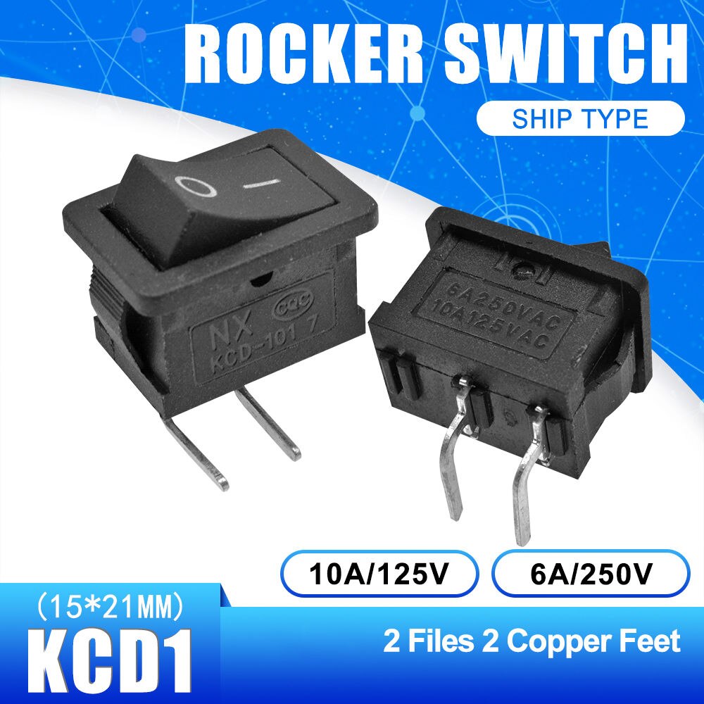 Set 5 Công Tắc Bật Tắt Kcd1 2 Pins 3 Pins 4 Pins 6 Pins 6a 250v / 10a 125v 15x21mm