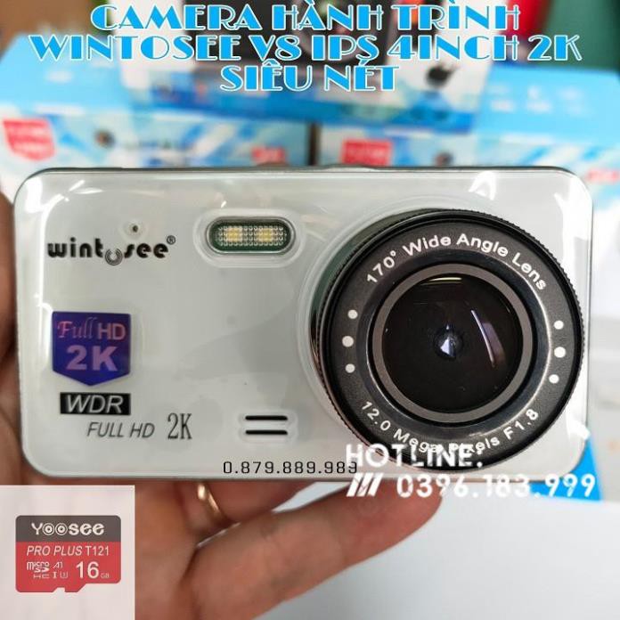 [RẺ NHẤT SÀN ] CAMERA HÀNH TRÌNH Ô TÔ WINTOSEE V8 4INCH 2K SIÊU NÉT - KÈM CAM LÙI