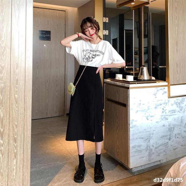 Chân váy Midi xẻ tà dài dáng suông đơn giản cá tính phong cách sang trọng có big size Mely's Fashion