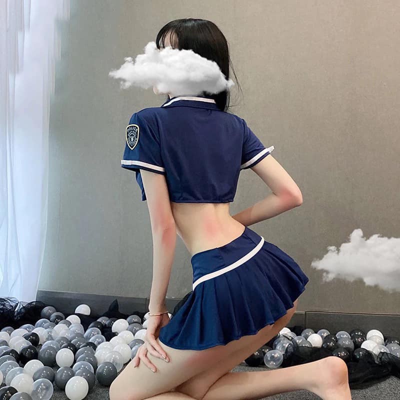 Cosplay nữ cảnh sát set áo váy nón xanh đậm gợi cảm | BigBuy360 - bigbuy360.vn