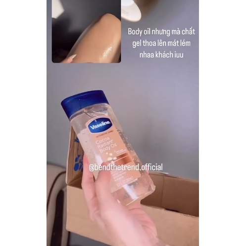 DẦU DƯỠNG VASELINE COCOA RADIANT BODY OIL DẠNG GEL