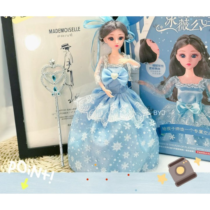 Đồ chơi búp bê, Búp bê Elsa tóc mây khớp nối linh hoạt, búp bê hoạt hình frozen, nữ hoàng băng giá