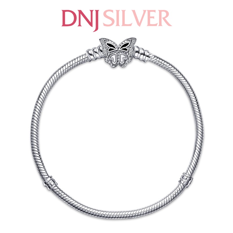 Vòng tay bạc 925 cao cấp - Mẫu vòng Butterfly Clasp Snake Chain, có thể mix thêm hạt charm vào vòng theo ý thích