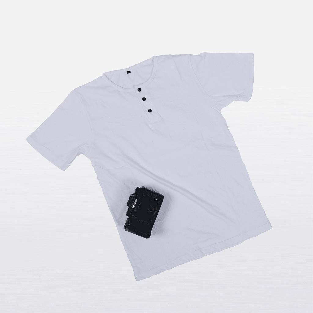 Áo Sơ Mi Cotton Cổ Tròn Phối Nút Đơn Giản Dành Cho Nam Và Nữ