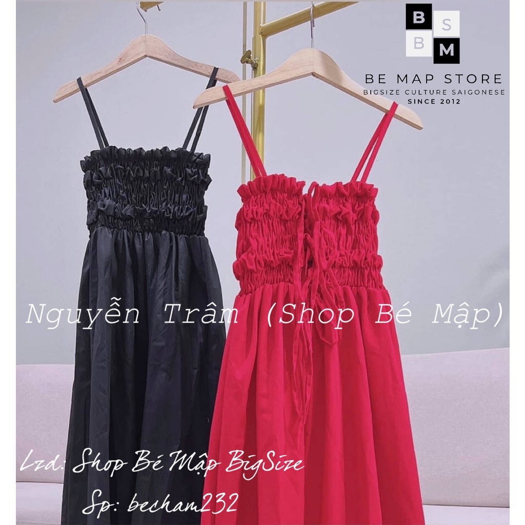 Đầm Maxi 2 Dây Nhún Ngực Cột Dây BigSize 60-85Kg