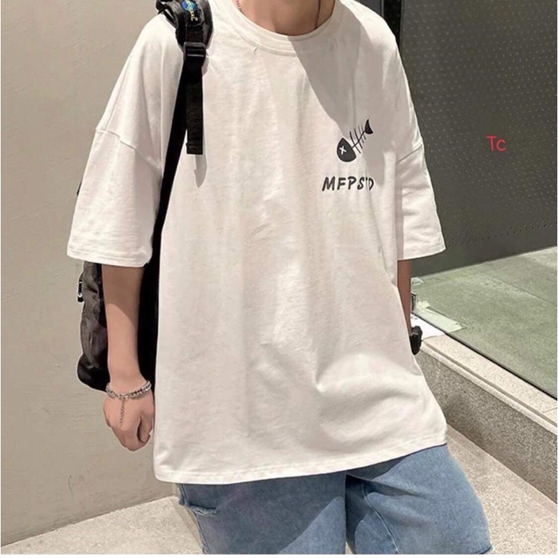 Áo thun tay lỡ mèo và cá TC12