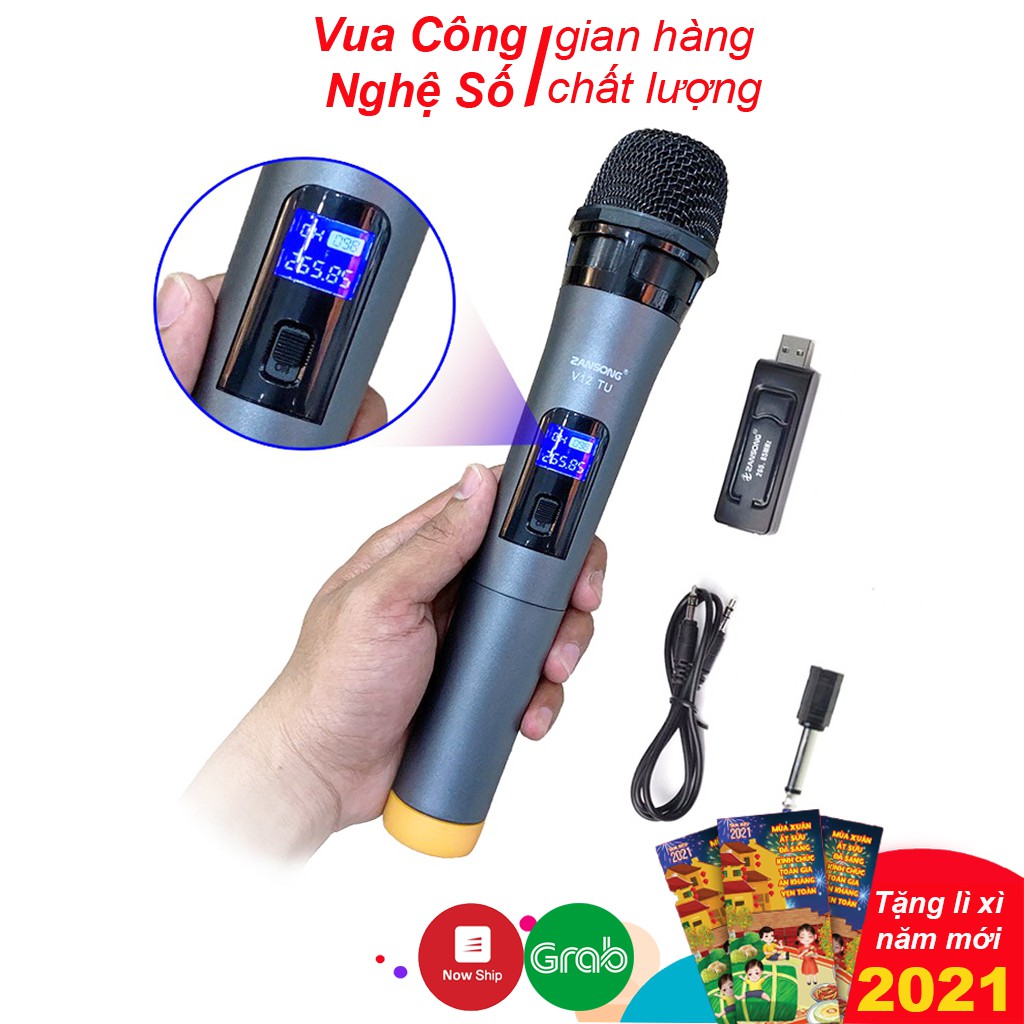 [Giá Rẻ]  MICRO KHÔNG DÂY ĐA NĂNG ZANSONG, SHUAE V12 MÀN HÌNH LED Kết Nối Loa Kéo - Bảo Hành 6 Tháng