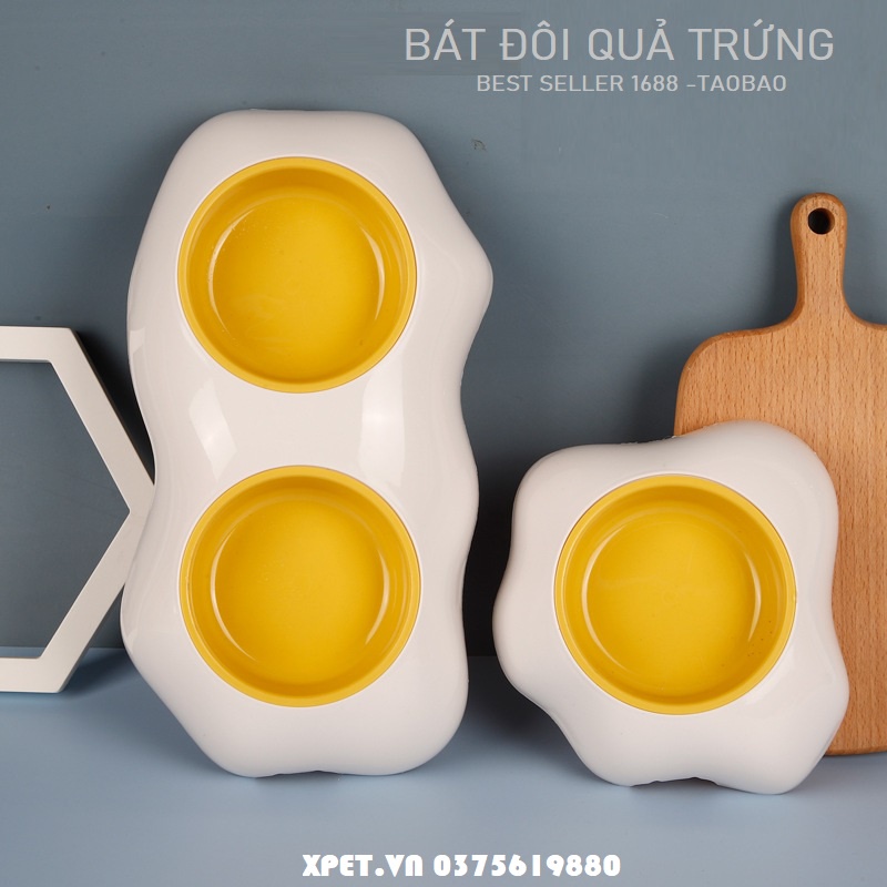 Bát ăn đôi cho chó mèo hình quả trứng - Bán chạy nhất 1688