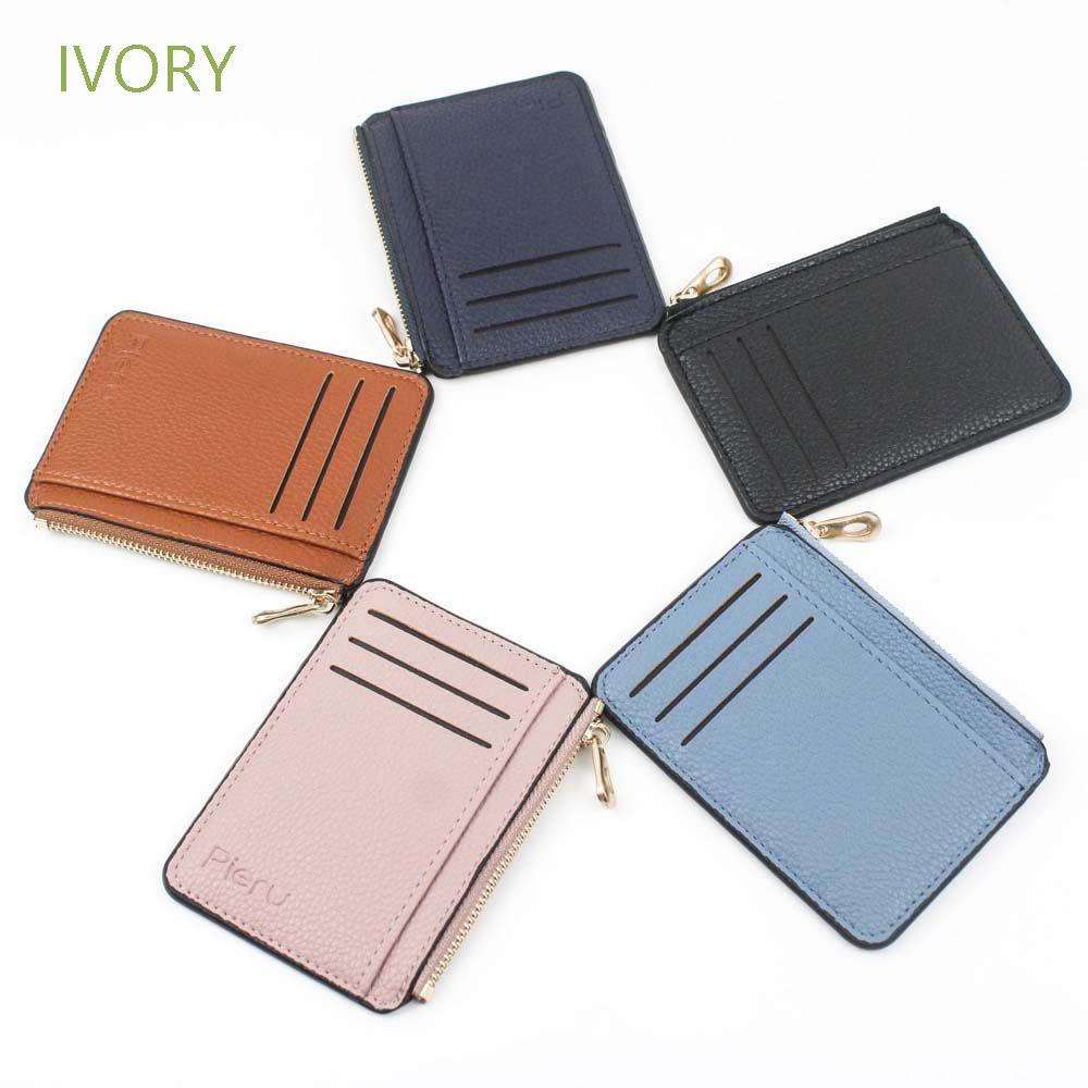 Ví da PU mini đựng tiền/thẻ họa tiết vỏ quả vải có khóa kéo nhiều màu thời trang cho nam và nữ