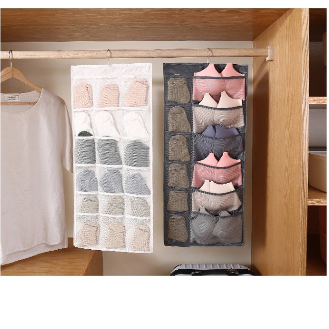 Túi treo đồ lót, vớ 2 mặt 30 ngăn - giao màu ngẫu nhiên