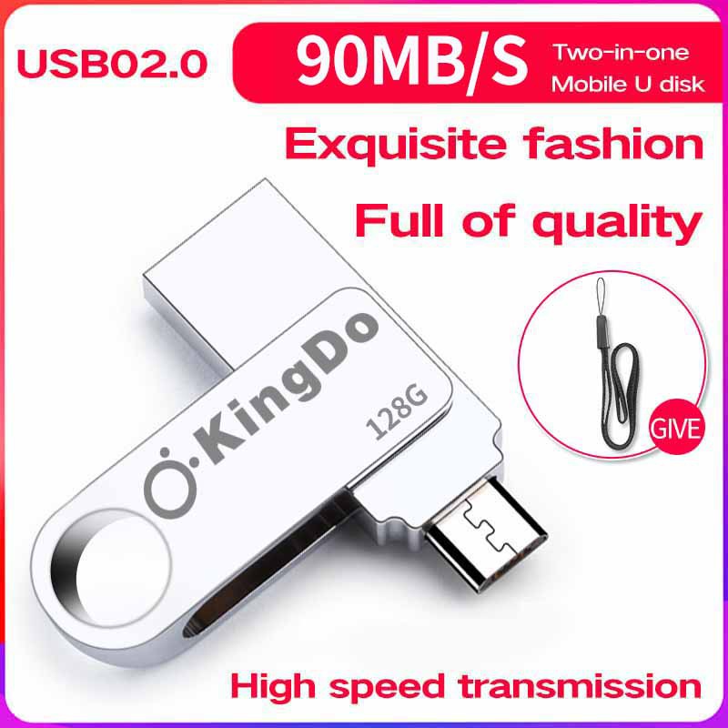 USB OTG Kingdo Ultra Dual Drive Luxe USB Micro USB 64GB 128GB 150MB/s (Bạc) Vỏ kim loại