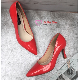 [Có bảo hành] Giày Cao Gót Trơn Da Bóng Gót 7p Siêu Sang Màu Đỏ– SuBim.Store – Gót đũa 7p