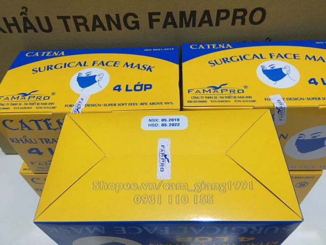 Bộ 12 Hộp khẩu trang y tế Than hoạt tính 4 lớp Catena