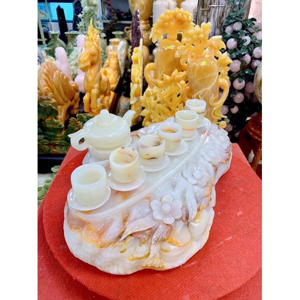 Bộ Ấm Chén Đá Ngọc Hoàng Long Phong Thuỷ Vipp