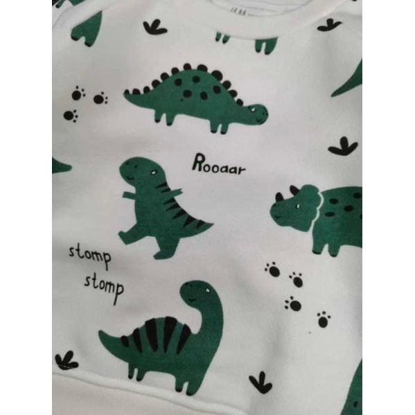 Bộ nỉ khủng long xanh lá bé trai