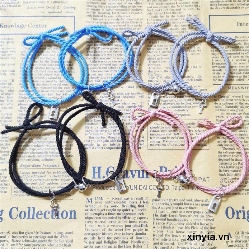 Vòng Đeo Tay Cặp Đôi Bằng Cao Su Khóa Nam Châm Hình Trái Tim Đơn Giản Làm Quà Tặng Cho Bạn Gái