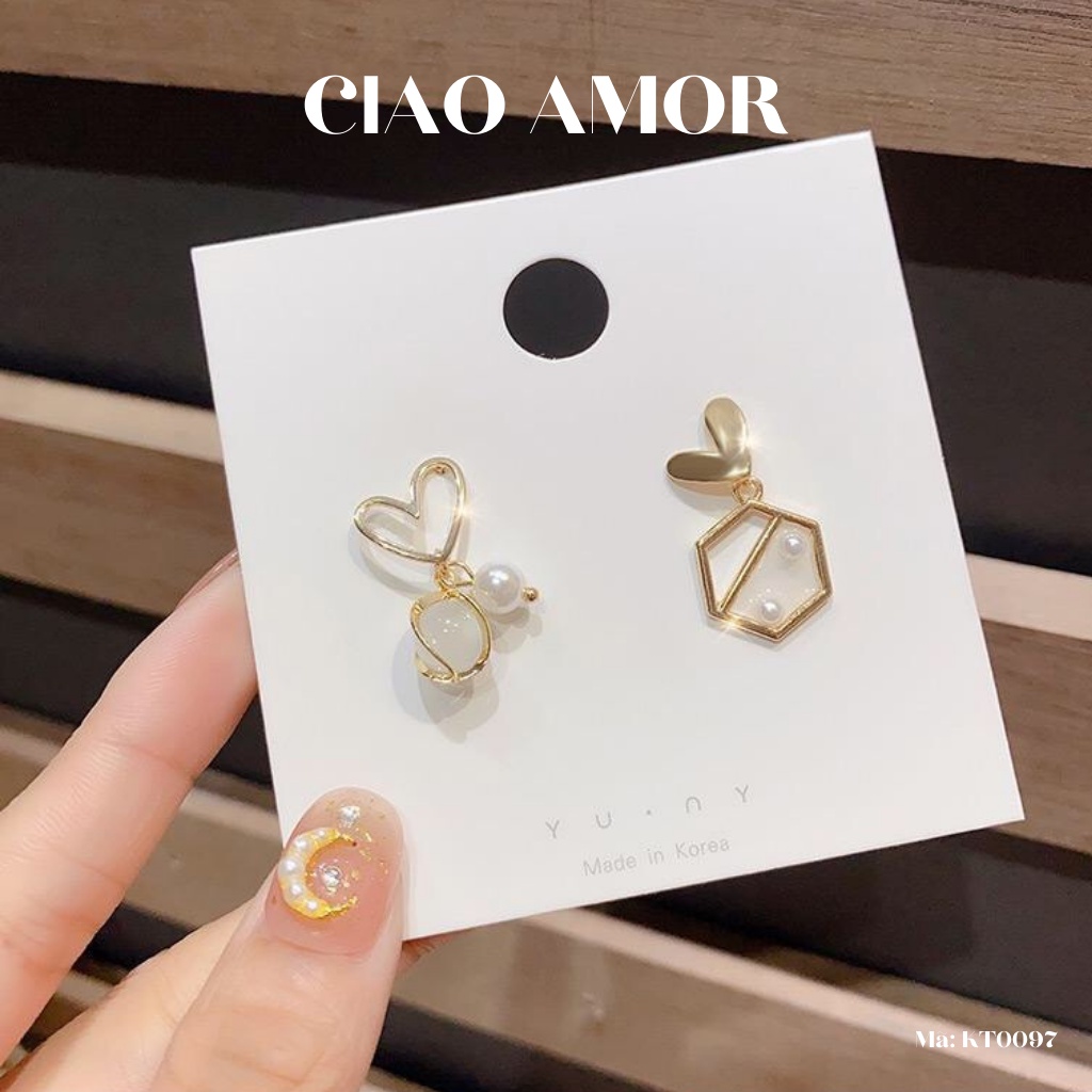 Khuyên tai nữ, Bông tay trái tim tiểu thư trang sức Ciao Amor - KT0097