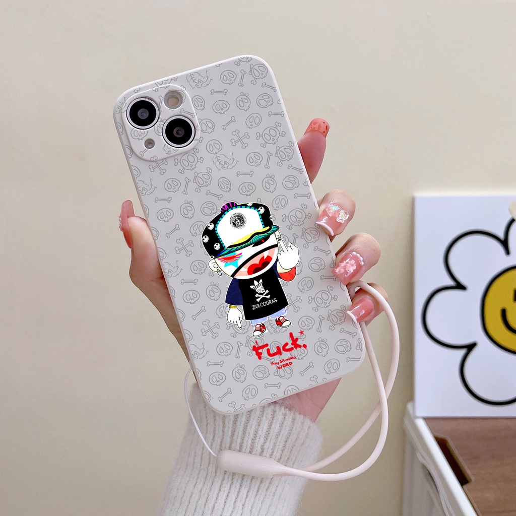 Ốp Điện Thoại Viền Dọc Kèm Dây Đeo Cho iPhone 11 12 13pro MAX 7plus 8plus XS MAX XR 6plus 7G 8G SE 11PRO