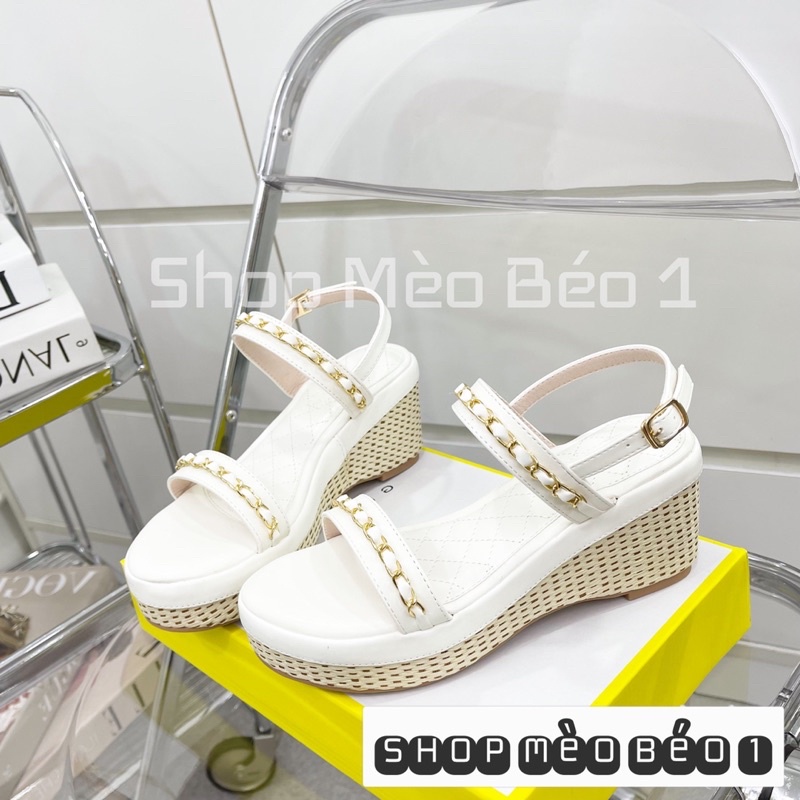 Sandal quai xích ngang đế xuồng cói fullbox hàng quảng châu cao cấp