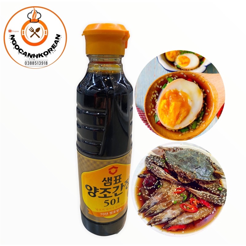 Nước tương Sempio 501 đậm đặc 500ml ngâm cua/ ghẹ/ trứng/ cá hồi/ chế biến món ăn Hàn Quốc