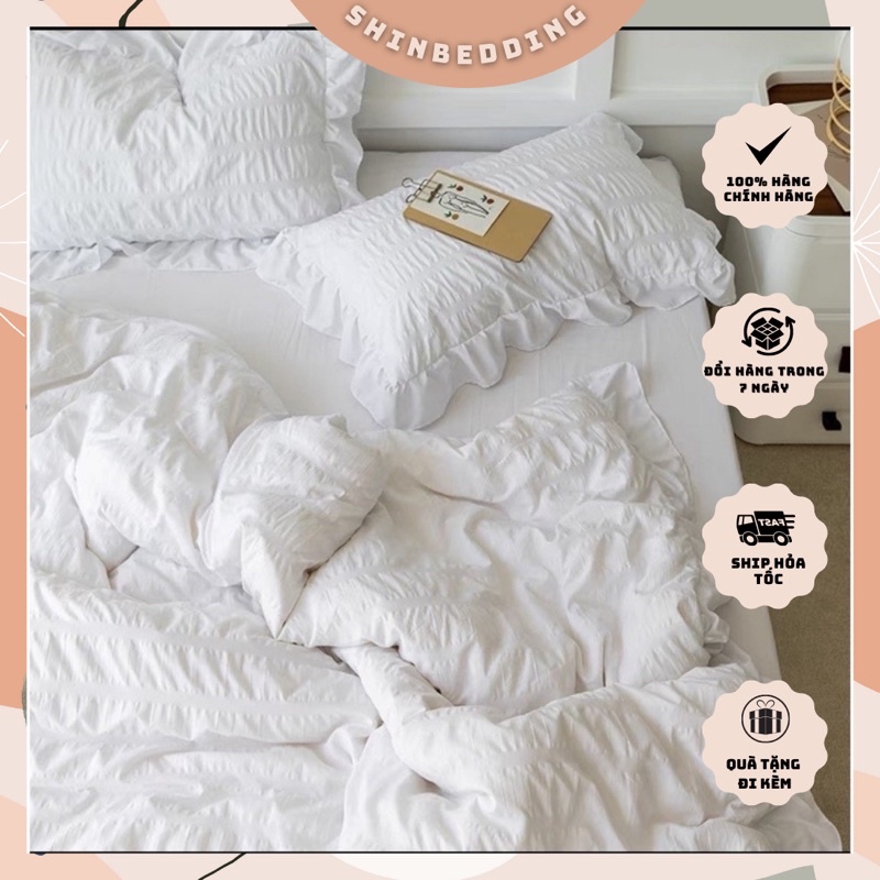 Shinbedding _ Set Bộ Vỏ Đũi Nhăn Phong Cách Hàn Quốc (Nhiều Màu Sắc)