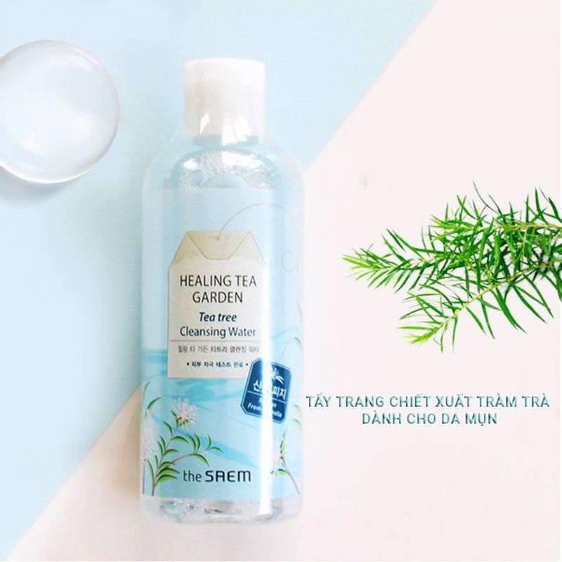 Nước Tẩy Trang Làm Sạch Da Chiết Xuất Từ Tràm Trà The Saem Healing Tea Garden Tea Tree Cleansing Water 300ml
