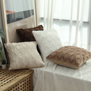 Vỏ gối nhung mềm họa tiết vân kim cương màu trơn dùng trang trí sofa/ tiệc 40/45/5cm