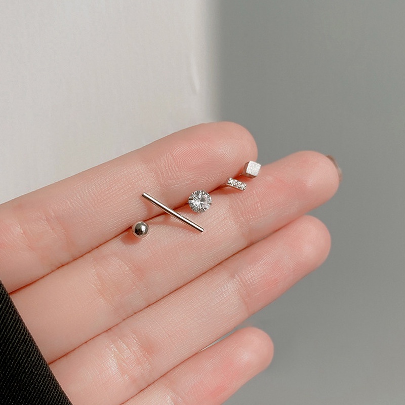 ✨✨Bộ 5 bông tai bạc S925 đính đá nhân tạo thời trang cho nữ