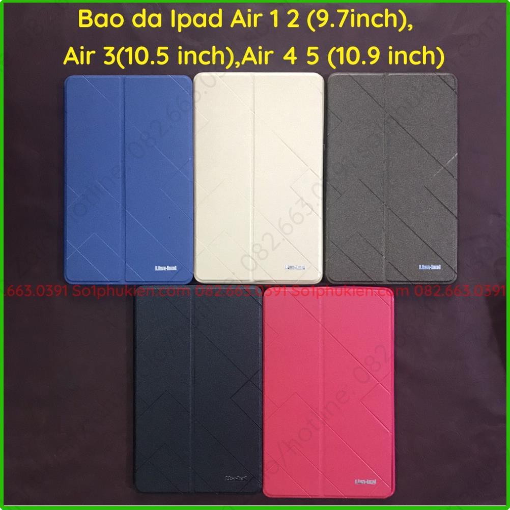 Bao da i Pad Air 1 2 (9.7 inch), Air 3 (10.5 inch) , Air 4 5 (10.9 inch) chất da xịn, có nắp gập xem phim