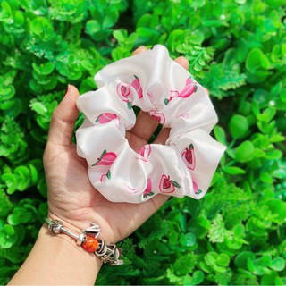 Dây cột tóc scrunchies trái cây lụa bóng mát lạnh