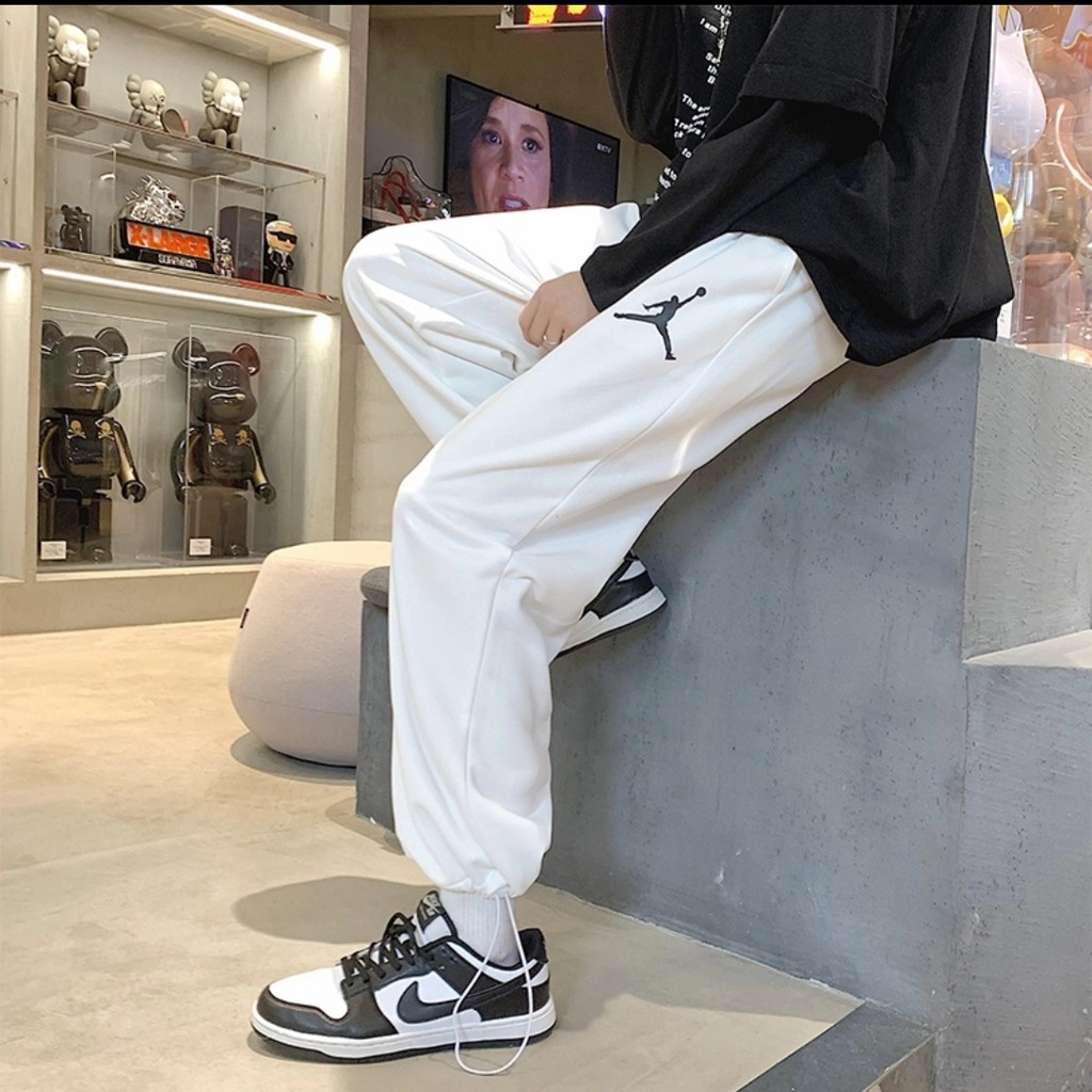 Quần Jogger Jordan Nam Nữ Ống Rộng ❤ Quần Thể Thao Rút Gấu Mặc 2 Kiểu Unisex HS15