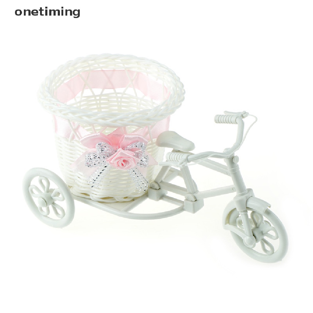 Otvn Excellent White Tricycle Bike Flower Basket Container For Flower Plant Home Decor Vase Jelly