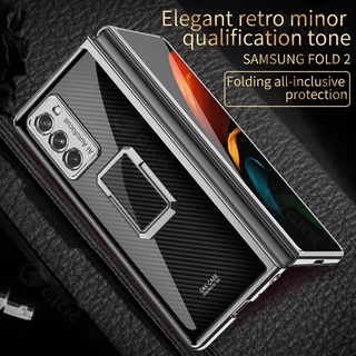 Ốp điện thoại mặt kính cường lực kèm vòng đỡ cho Samsung Galaxy Z Fold 2 3 Galaxy Z Fold2 Fold3 5g