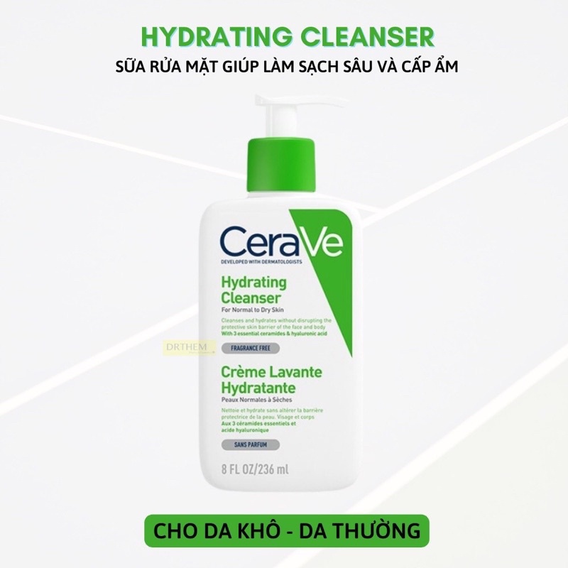 Sữa Rửa Mặt Cerave Da Khô & Da Thường 236ml