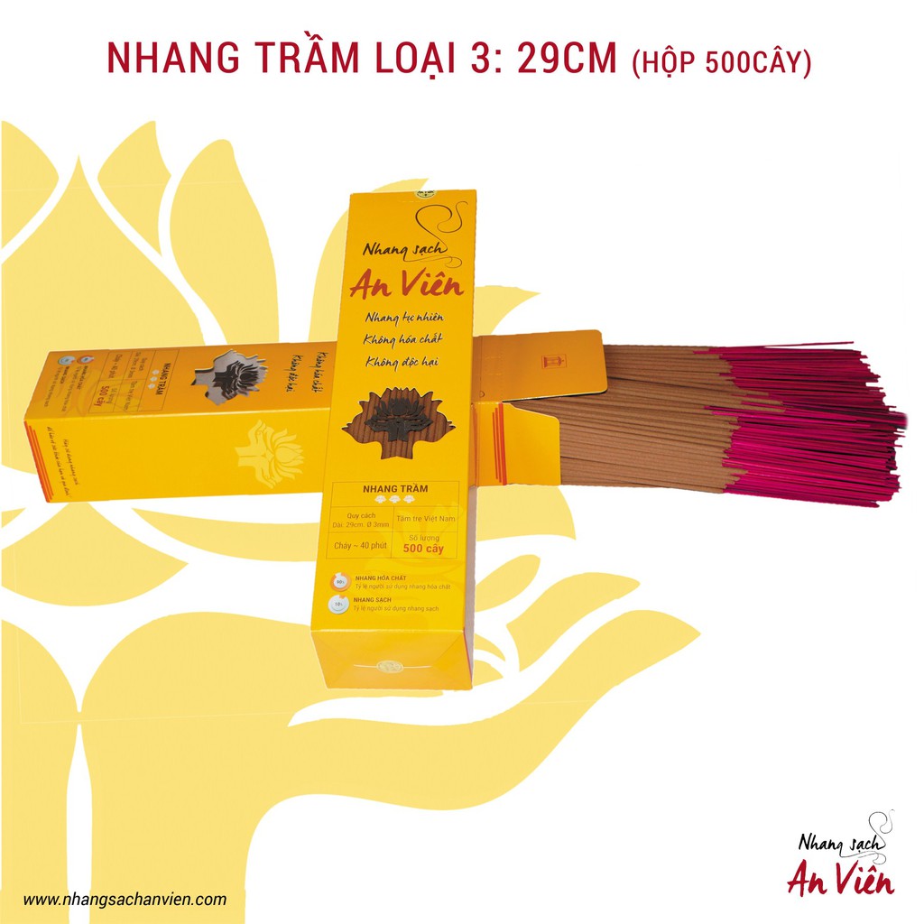 Nhang trầm loại 3 -29cm (hộp 500 cây)