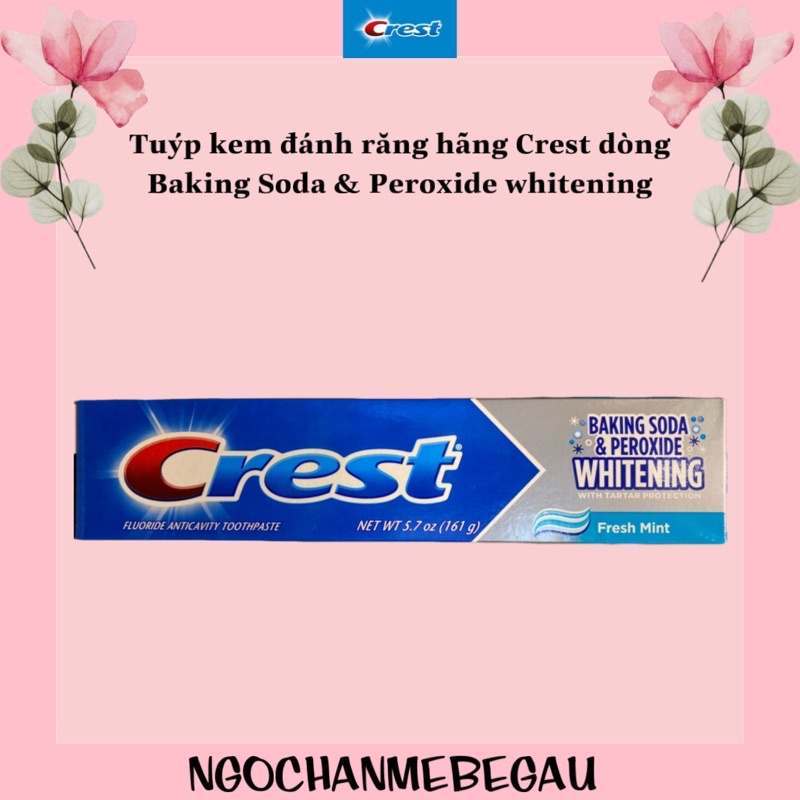 [hàng Mỹ] Kem đánh răng Crest Baking Soda &amp; Peroxide tuýp 161gr