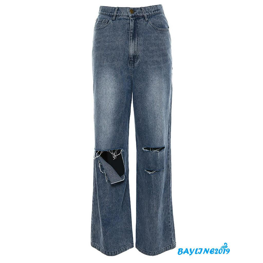 Quần Jeans Nữ Rách Gối Thời Trang Cá Tính