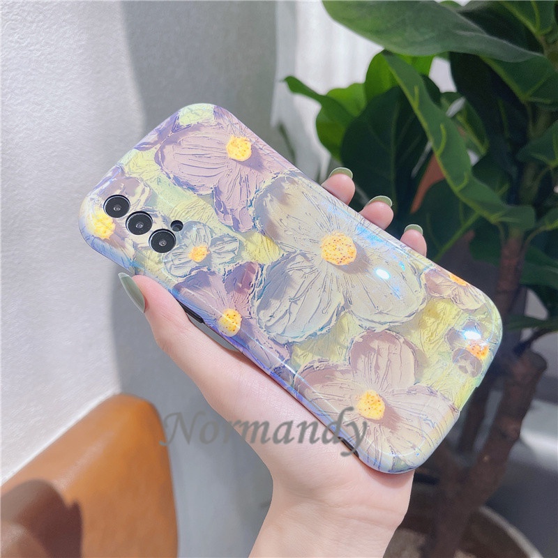 Ốp Điện Thoại Silicon Mềm Họa Tiết Hoa Tím Blu-ray Thời Trang Cho OPPO Reno7 Z Reno6 Z 5 Pro 5G
